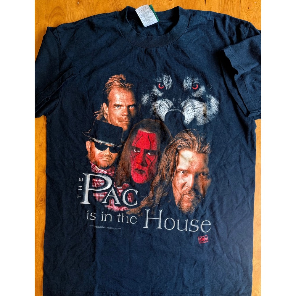Vintage 1998 WCW nWo Wolfpac T-Shirt Sting Nash Luger Konnan Men L Black USA 561